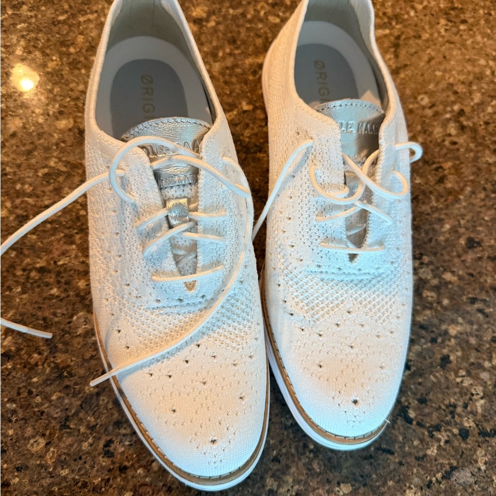 Cole Haan Cream Knit Oxfords